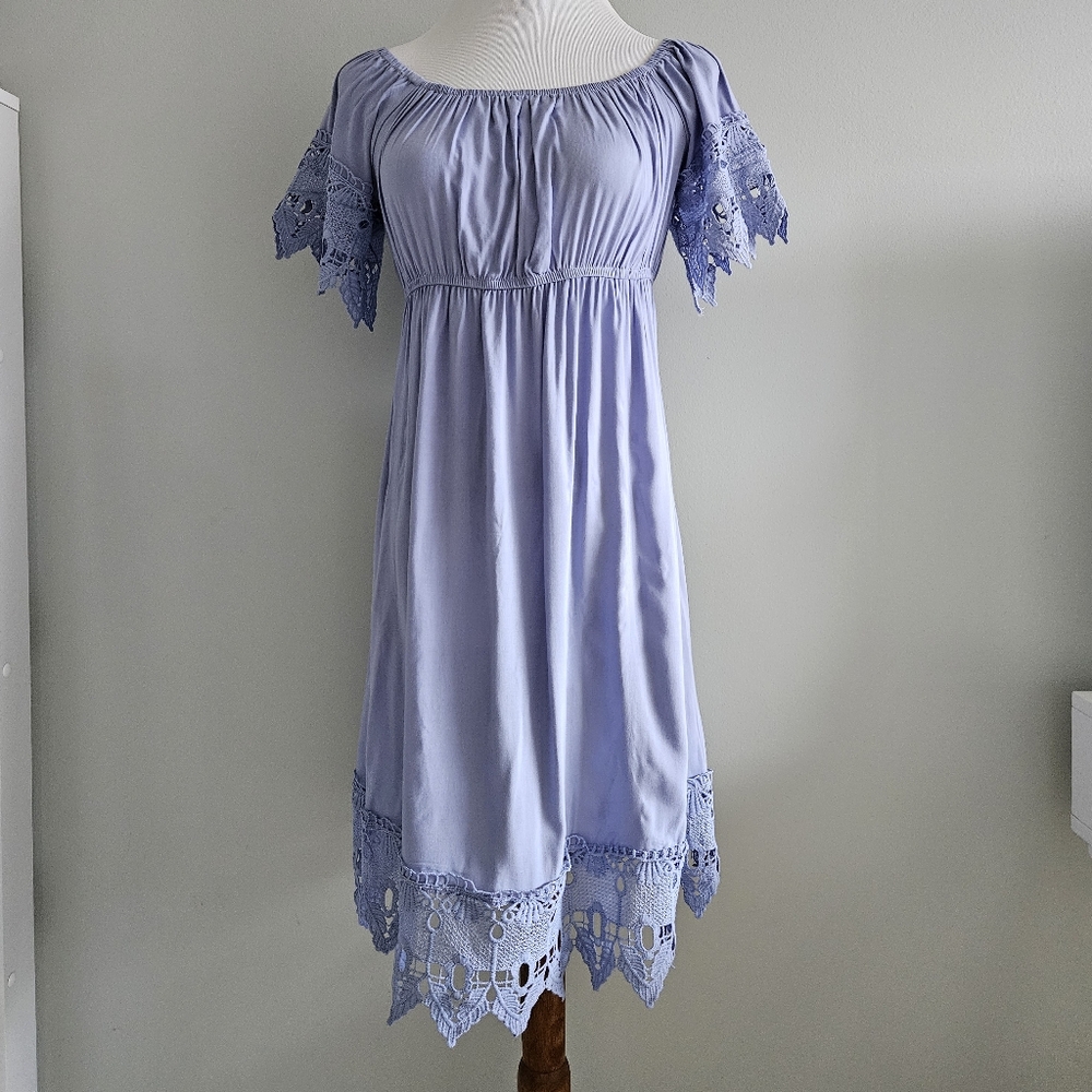 Haute Monde | Lavender Lace Trim Dress